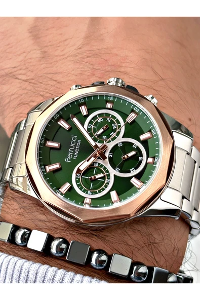 Ferrucci Gümüş Renk Çelik Kordon  Erkek Kol Saati GARANTİLİ + BİLEKLİK ürün görseli 1