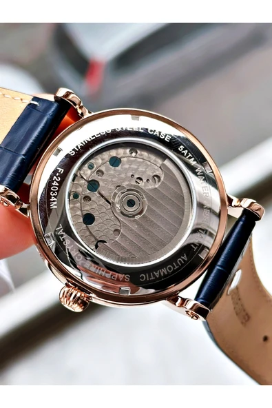 Fiesta Lacivert Renk Çift Türbünlü Deri Kordon Business Otomatik Erkek Kol Saati + BİLEKLİK - Resim 7