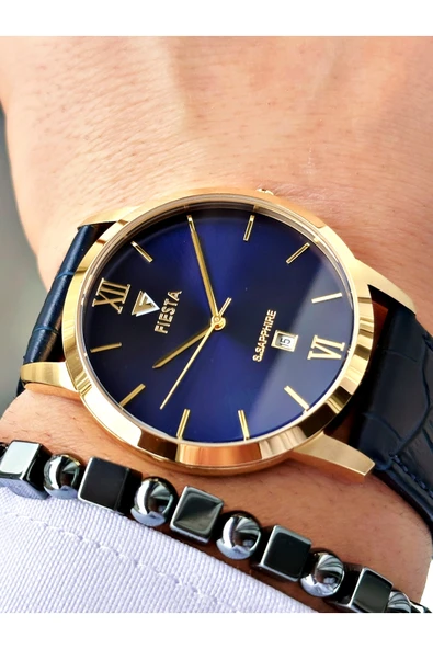 Fiesta Lacivert Renk Roma Rakamlı Çelik Kasa Business Erkek Kol Saati + BİLEKLİK ürün görseli 1