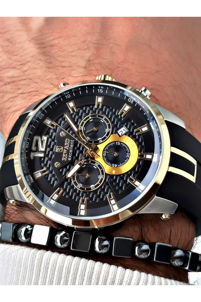 Reward Siyah Renk Silikon Spor Çelik Kasa Business Erkek Kol Saati + BİLEKLİK ürün görseli 1