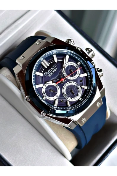 Ferrucci Siyah Silikon Kordon Fonksiyonlu Spor Garantili Erkek Kol Saati + BİLEKLİK ürün görseli 1