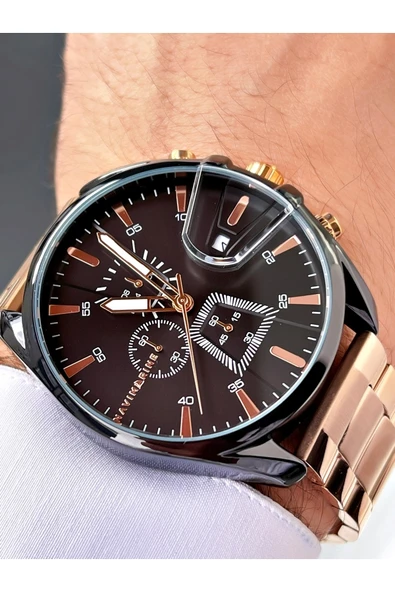 Navimarine Bakır Renk Fonksiyonlu Çelik Kordon Erkek Kol Saati Bileklik Hediyeli ürün görseli 1