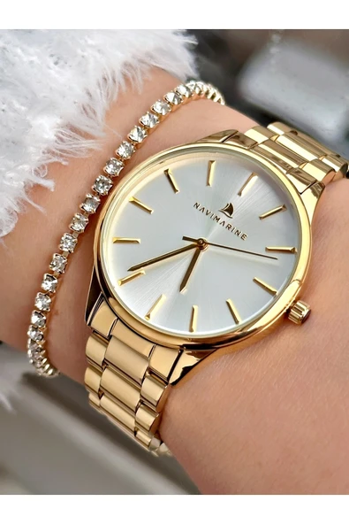 Navimarine Çelik Kordon Kadın Kol Saati + Bileklik Hediyeli ürün görseli 1