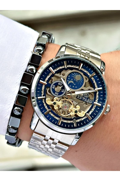 Reward Gümüş Renk Business Otomatik Orjinal Çelik Kordon Erkek Kol Saati + BİLEKLİK HEDİYELİ - Resim 6