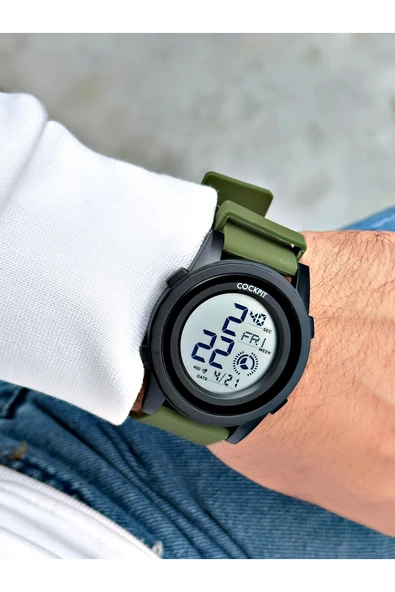 Cockpit Silikon Kordon 5 ATM Su Geçirmez Alarmlı Işıklı Kronometreli Dijital Erkek Kol Saati - Resim 2