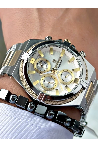 Reward Altın Gümüş Renk Fonksiyonlar Aktif Çelik Kordon Erkek Kol Saati + BİLEKLİK HEDİYELİ - Resim 3