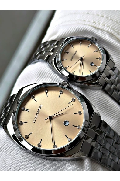 Chaperone Füme Renk Bay Çift Sevgili Kol Saati Orijinal Garantili + BİLEKLİK By REWARD ürün görseli 1