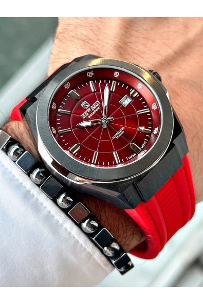 Reward Kırmızı Renk Çelik Kasa  Mekanizma Lüx Erkek Kol Saati + BİLEKLİK - Resim 3