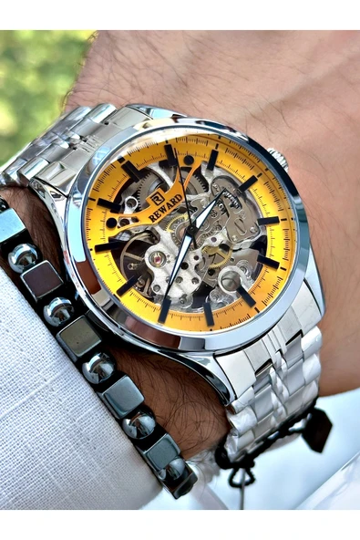 Reward Gümüş Renk Otomatik Business Çelik Kordon  Erkek Kol Saati + BİLEKLİK - Resim 4