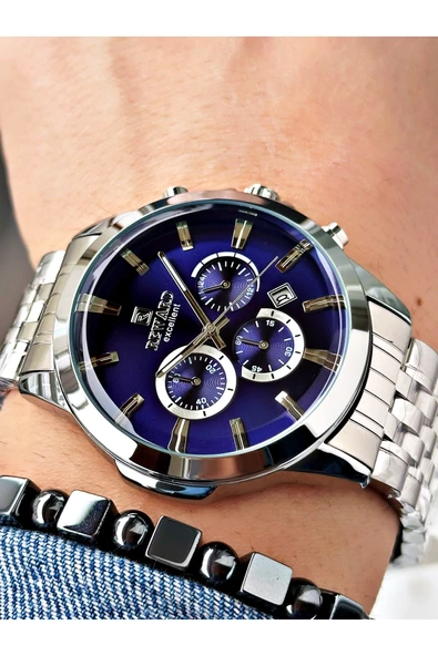 Reward Gümüş Renk Spor Garantili Çelik Kordon Erkek Kol Saati + BİLEKLİK - Resim 3