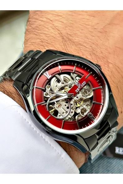 Reward Siyah Renk Otomatik Kurmalı Çelik Kordon Orijinal Erkek Kol Saati + BİLEKLİK HEDİYELİ - Resim 2