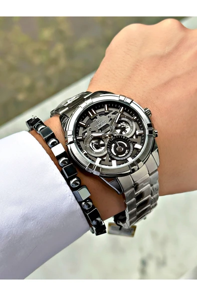 Reward Füme Renk Rose Gold Kasa Erkek Kol Saati + Bileklik Hediyeli - Resim 2