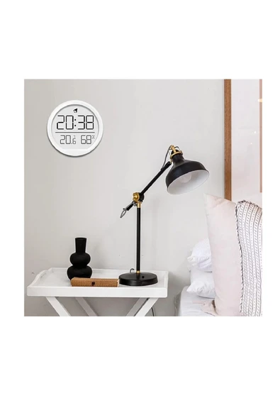 Dijital LCD Yuvarlak Duvar Masa Saati Mıknatıslı Buzdolabı Saati, Alarm + Sıcaklık & Nem Göstergeli - Resim 2