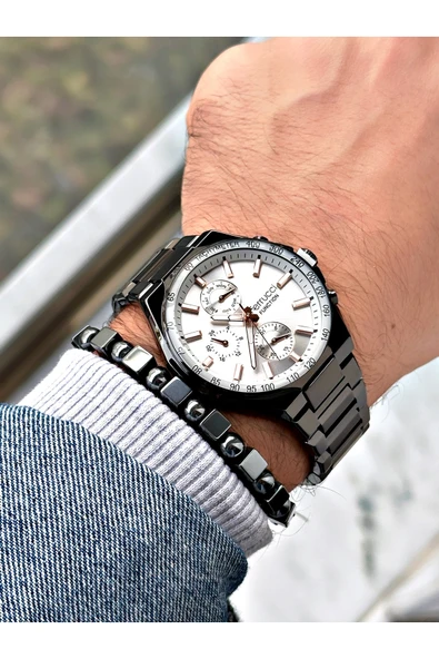 Ferrucci Siyah Renk Fonksiyonlar Aktif Çelik Kordon  Erkek Kol Saati + BİLEKLİK - Resim 2