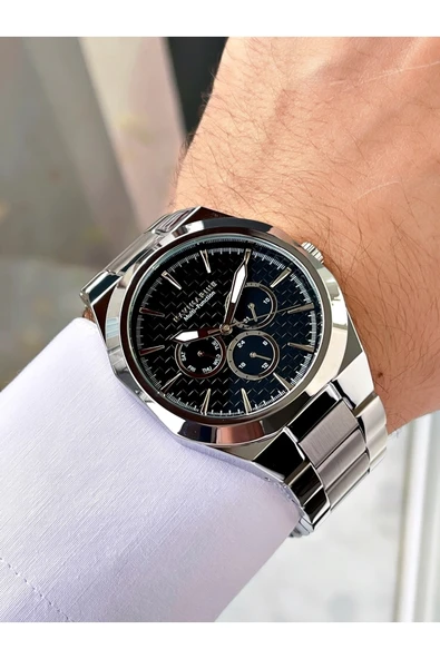 Navimarine Gümüş Renk Fonksiyonlu Çelik Kordon Erkek Kol Saati Bileklik Hediyeli - Resim 2