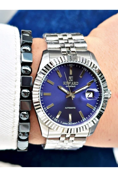 Reward Gümüş Renk Mekanizma Business Otomatik Erkek Kol Saati + BİLEKLİK ürün görseli 1