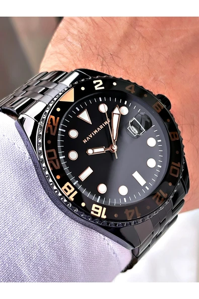 Navimarine Siyah Renk Çelik Kordon Erkek Kol Saati Bileklik Hediyeli ürün görseli 1