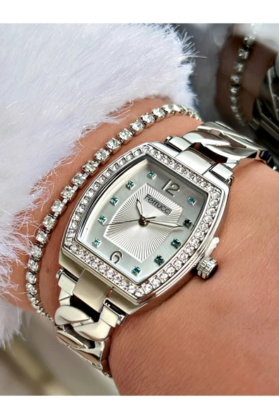 Ferrucci Gümüş Renk Zincir Model Çelik Kordon Kadın Kol Saati + BİLEKLİK HEDİYELİ ürün görseli 1