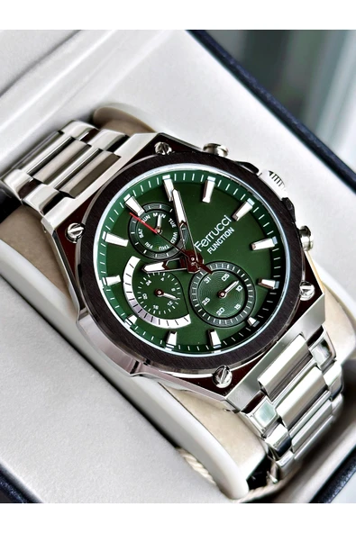 Ferrucci Gümüş Renk Spor Elite Fonksiyonlu Garantili Erkek Kol Saati + BİLEKLİK ürün görseli 1