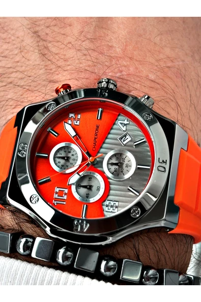 Chaperone Turuncu Renk Spor Silikon Fonksiyonlar Aktif Garantili Erkek Kol Saati + BİLEKLİK By REWARD ürün görseli 1