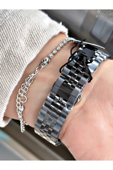 Reward Füme Renk Şık Dizayn Fonksiyonlu Çelik kordon Kadın Kol Saati + BİLEKLİK HEDİYELİ - Resim 3