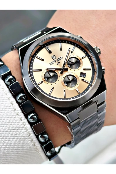 Reward Füme Renk Fonksiyonlar Aktif Çelik Kordon Erkek Kol Saati + BİLEKLİK - Resim 3