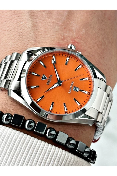 Fiesta Gümüş Silver Renk Çelik Kasa Kordon Erkek Kol Saati + BİLEKLİK ürün görseli 1