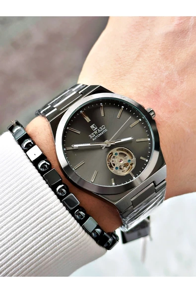 Reward Füme Renk Otomatik Kurmalı Çelik Kordon Erkek Kol Saati + BİLEKLİK - Resim 2