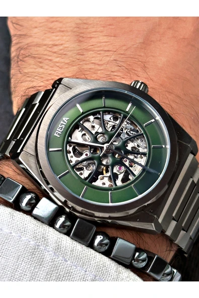 Fiesta Füme Renk Otomatik Business Çelik Lüx Erkek Kol Saati + BİLEKLİK HEDİYELİ ürün görseli 1