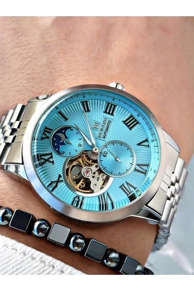 Reward Gümüş Renk Otomatik Mekanizma Roma Rakamlı Erkek Kol Saati + BİLEKLİK ürün görseli 1