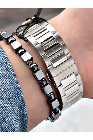 Reward Gümüş Renk Aynalı Cam Fonksiyonlu Erkek Kol Saati + BİLEKLİK - Resim 4