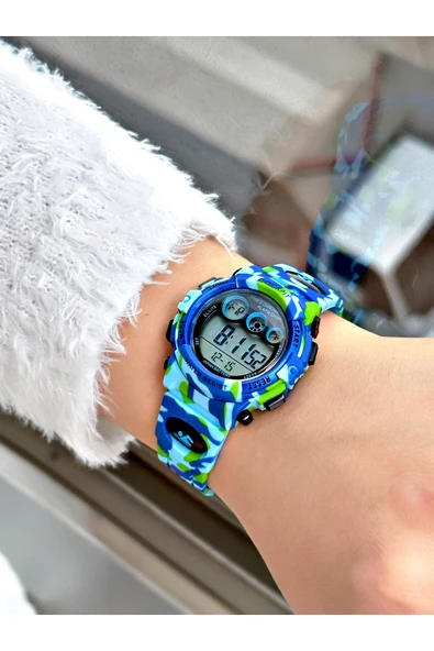 Cockpit Silikon Kordon 5 ATM Su Geçirmez Alarmlı Işıklı Kronometreli Dijital Çocuk Kol Saati - Resim 2