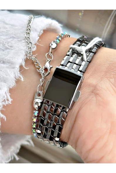 Ferrucci Füme Renk Sade Model Kadın Kol Saati + BİLEKLİK - Resim 3