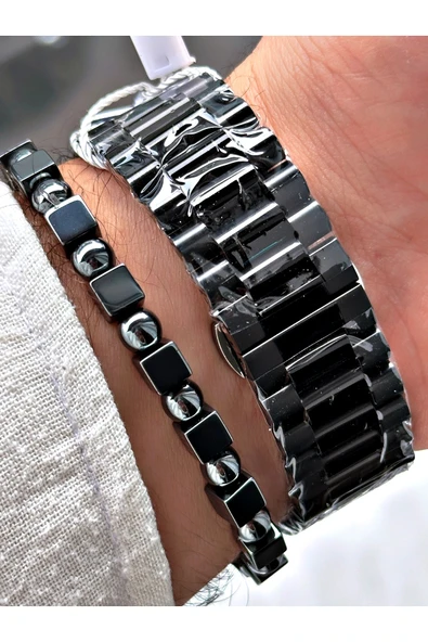 Chaperone Siyah Renk Fonksiyonlar Aktif Çelik Kordon  Erkek Kol Saati + BİLEKLİK HEDİYELİ By Reward - Resim 4