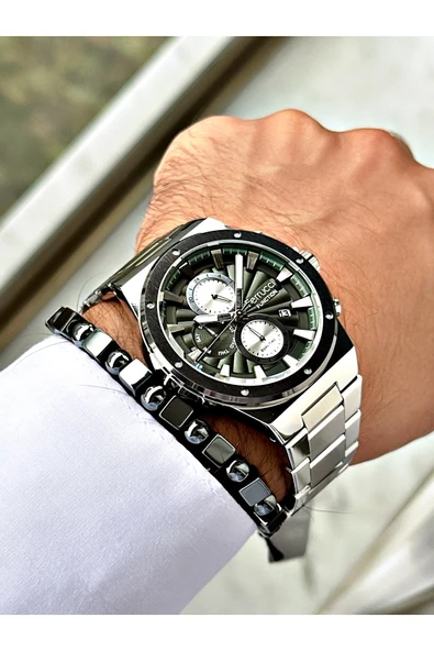 Ferrucci Gümüş Renk Fonksiyonlar Aktif Spor Çelik Kordon  Erkek Kol Saati + BİLEKLİK - Resim 2