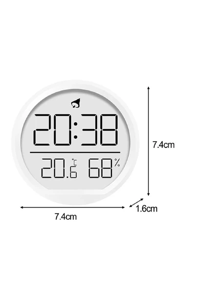 Dijital LCD Yuvarlak Duvar Masa Saati Mıknatıslı Buzdolabı Saati, Alarm + Sıcaklık & Nem Göstergeli - Resim 3