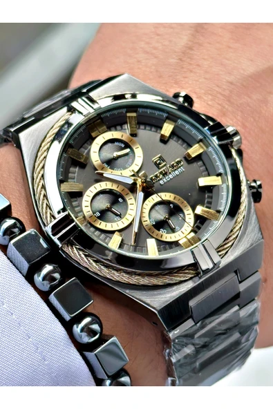 Reward Füme Renk Fonksiyonlu Çelik Kordon Erkek Kol Saati + BİLEKLİK HEDİYELİ ürün görseli 1