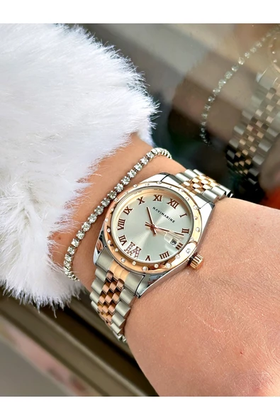 Navimarine Gümüş Renk Çelik Kordon Kadın Kol Saati + Bileklik Hediyeli - Resim 3