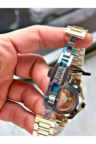 Reward Altın Renk Kabe Desen Otomatik Mekanizma Erkek Kol Saati + BİLEKLİK - Resim 6