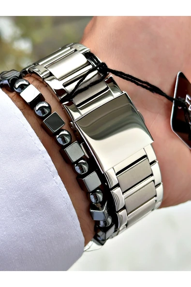 Ferrucci Gümüş Renk Çelik Kordon Fonksiyonlar Aktif Erkek Kol Saati + BİLEKLİK - Resim 4