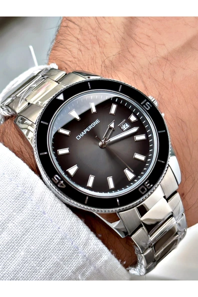 Chaperone Gümüş Renk Sade Klasik Model Çelik Kordon Erkek Kol Saati + BİLEKLİK HEDİYELİ By Reward - Resim 3