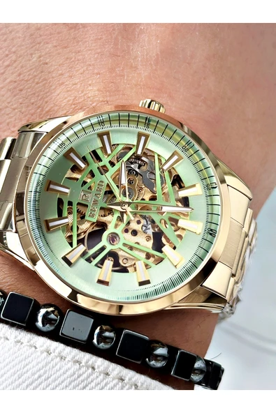 Reward Gümüş Renk İskelet Model Otomatik Çelik Kordon Erkek Kol Saati + BİLEKLİK - Resim 3