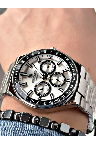 Reward Gümüş Renk Aynalı Cam Fonksiyonlu Erkek Kol Saati + BİLEKLİK ürün görseli 1