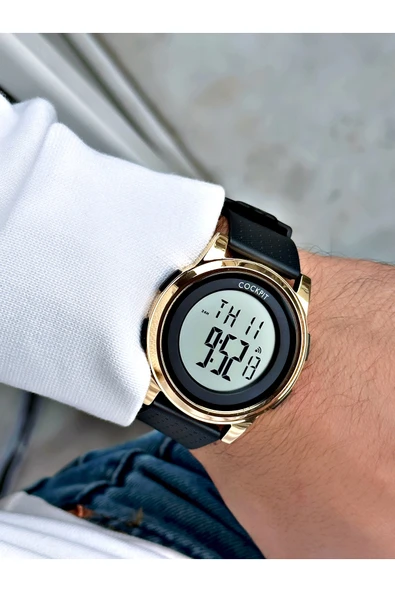 Cockpit Silikon Kordon 5 ATM Su Geçirmez Alarmlı Işıklı Kronometreli Dijital Erkek Kol Saati - Resim 2