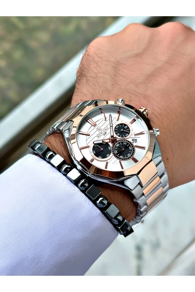 Reward Gümüş Renk Klasik Takvimli Çelik Kordon Erkek Kol Saati + BİLEKLİK HEDİYELİ - Resim 4