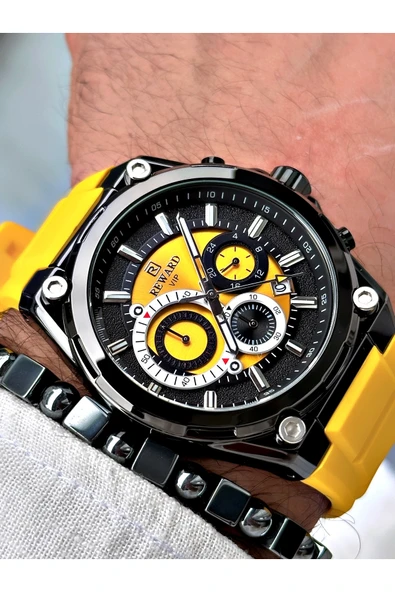 Reward Siyah Renk Spor Şık Dizayn Silikon Erkek Kol Saati + BİLEKLİK HEDİYELİ ürün görseli 1