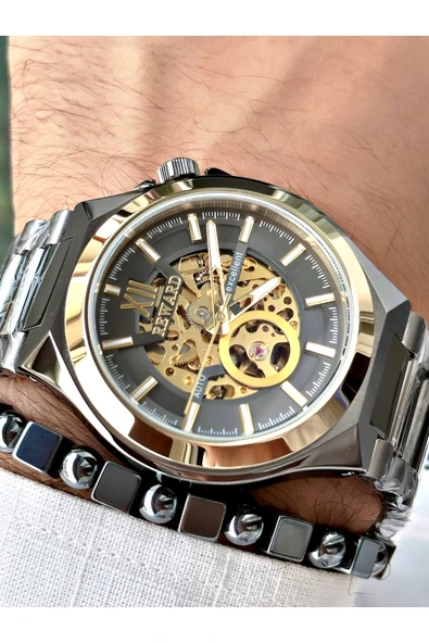 Reward Füme Renk Çelik Kasa kordon  Mekanizma Lüx Erkek Kol Saati + BİLEKLİK - Resim 2