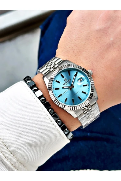 Reward Gümüş Renk Mekanizma Business Otomatik Erkek Kol Saati + BİLEKLİK - Resim 3