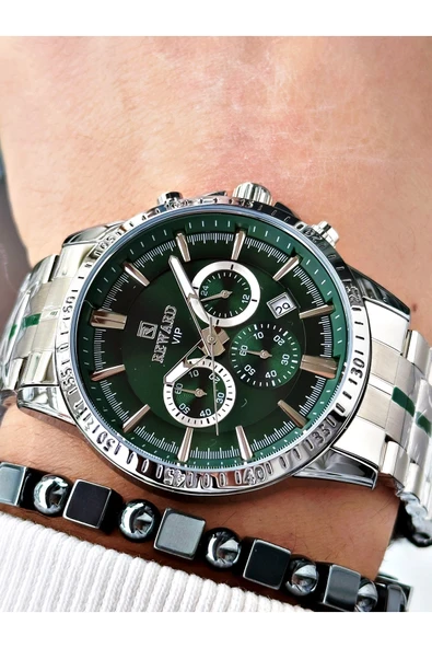 Reward Gümüş Renk Fonksiyonlar Aktif Ortası Şeritli Çelik Kordon Erkek Kol Saati + BİLEKLİK - Resim 3