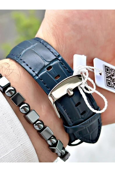 Chaperone Lacivert Renk Deri Kordon Fonksiyonlu  Erkek Kol Saati + BİLEKLİK HEDİYELİ By REWARD - Resim 4